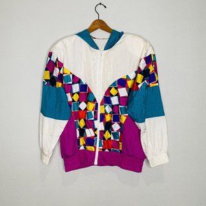 Vtg Lavon By Cheerful Corp Color Block Jacket Windbreaker Size M Geometric